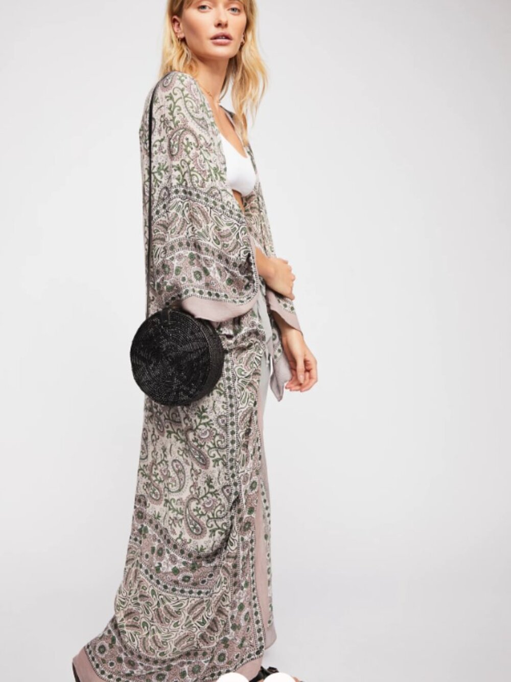 Free People Eternal Flame maxi kimono flowy lightweight paisley print OS M L
